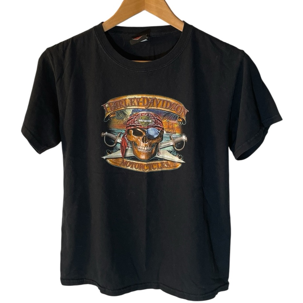 X8- Youth Large Harley-Davidson Black Skull Graphic Tee